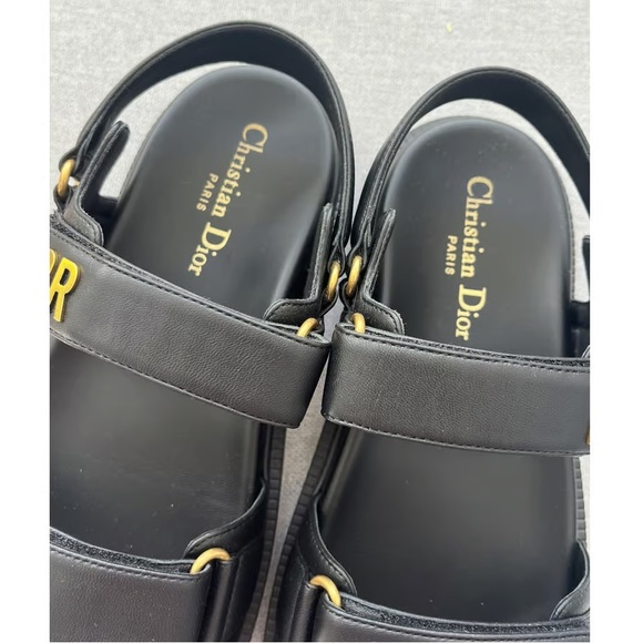 Dior Shoes Women's 9 Black Sandals with Gold Accents - Picture 7 of 11
